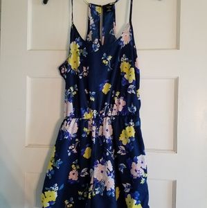 Navy and Neon flowers Romper